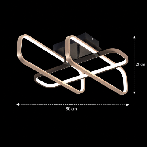 Lustra LED cu telecomanda TRANBERG, 3 surse(1negre+2auriu), 3000K/4000K/6000K, 144W, Metal si Plastic, Negru [3]