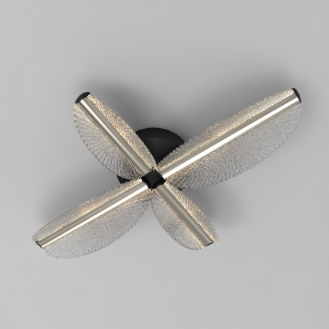 Lustra LED cu Telecomanda TULLIO 43W, 4 Petale, lumina Rece/Calda/Neutra, Dimabila, Negru [3]