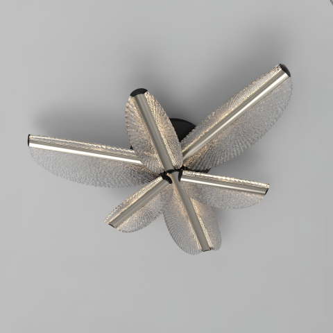 Lustra LED cu Telecomanda TULLIO 67W, 6 Petale, lumina Rece/Calda/Neutra, Dimabila, Negru [3]