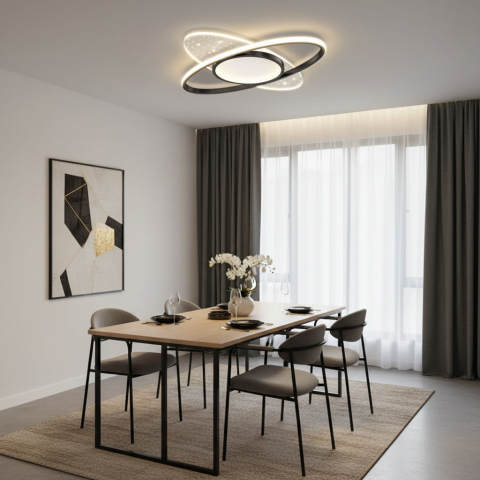 Lustra LED cu telecomanda VARIO 69W, Oval , lumina Rece/Calda/Neutra, Dimabila, Negru [2]