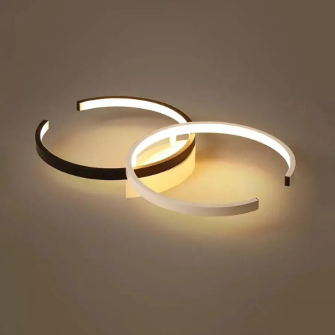 Lustra LED cu telecomanda VECTOR SEMIARC 40W, 2 Elemente, lumina Rece/Calda/Neutra, Dimabila, Negru Alb [1]