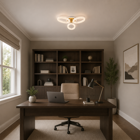 Lustre LED Moderne - Lustra LED cu telecomanda VEYRO, 39W, Lumina Rece/Calda/Neutra, Dimabila, Auriu