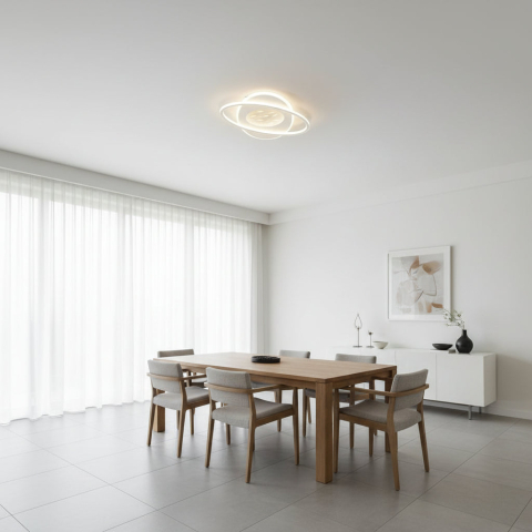 Lustra LED cu telecomanda VOLTA 96W, Ovala, lumina Rece/Calda/Neutra, Dimabila, Alb [2]