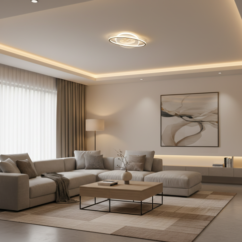 Lustre LED Moderne - Lustra LED cu telecomanda VOLTA 96W, Ovala, lumina Rece/Calda/Neutra, Dimabila, Negru