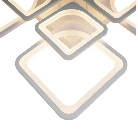 Lustra LED cu telecomanda ZOE 138W, 8 Patrate, lumina Rece/Calda/Neutra, Dimabila, Alb [1]