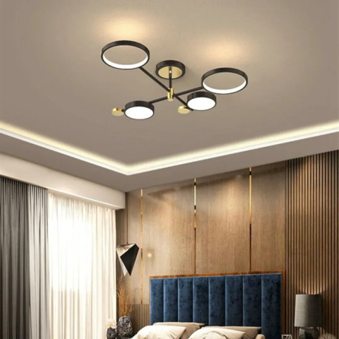 Lustre LED Moderne - Lustra LED cu Telecomnda MARIA, 22W, 4 Elemente, Lumina Calda/Rece/Neutra, Dimabila, Negru