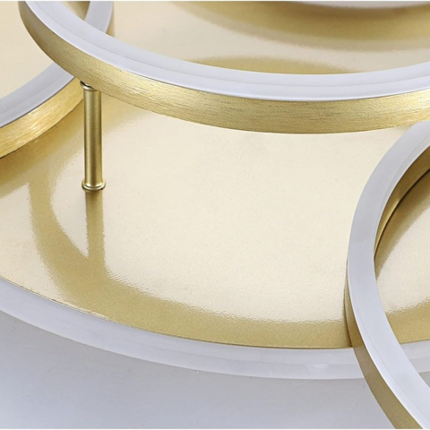 Lustra LED cu Telecomnda RINOVA, 5 cercuri, 137W, Lumina Calda/Rece/Neutra, Dimabila, Auriu [2]