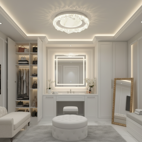 Lustre LED Moderne - Lustra LED DAIRA Petito, 50W, Diametru 29cm, Lumina Calda/Neutra/Rece, Alb