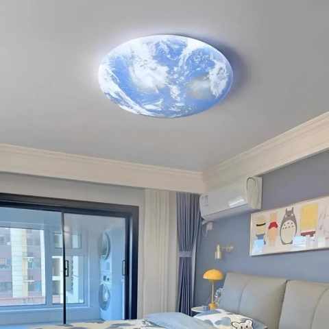 Lustre LED Moderne - Lustra LED EARTH 41W, Diametru 30cm, lumina Rece/Calda/Neutra, Albastru