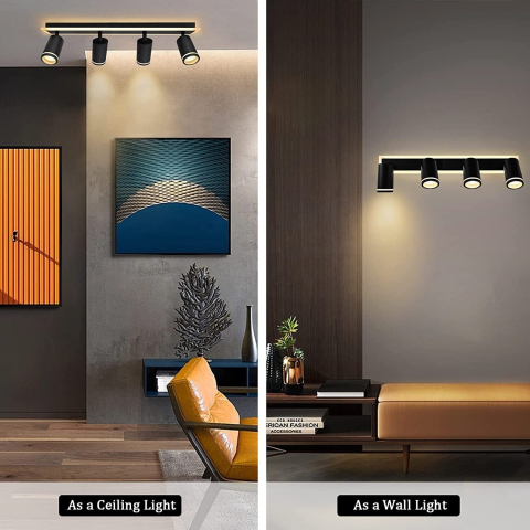 Lustra LED Ellen 46W Lumina Rece/Calda/Neutra Proiector Reglabil Acril si Metal Negru [2]