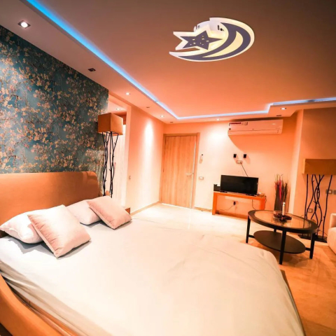 Lustra LED ELLY 36W, Luna si Stea, lumina Rece/Calda/Neutra, Maro [1]