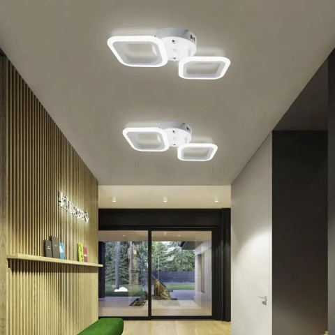 Lustre LED Moderne - Lustra LED ERIKA 11W, 2 Patrate, lumina Neutra, Alb