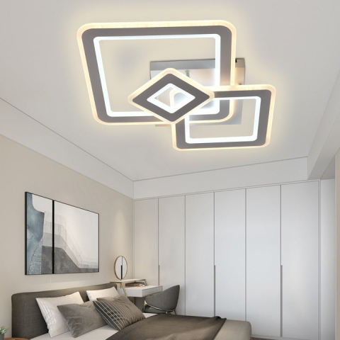 Lustre LED Moderne - Lustra LED Horetensia cu Telecomanda, 116W, Dimabil, Lumina Calda/ Neutra/ Rece, Alb