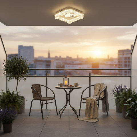 Lustre LED Moderne - Lustra LED ICE Petito, 22W, Dimensiune 18x18cm, Lumina Calda/Neutra/Rece, Alb, Metal si Acril