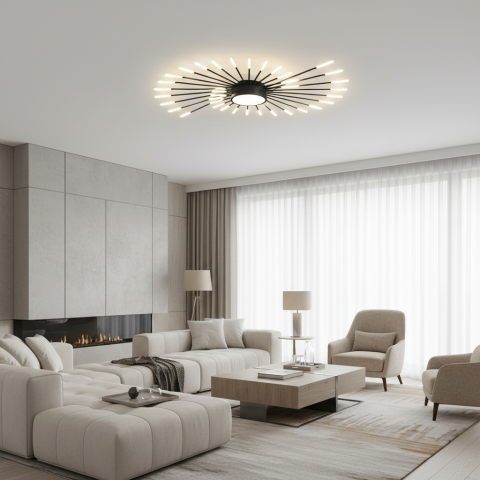 Produse Alessandro - Lustra LED KALESA Grande, Lumina Neutra 4000K, 28W, Alb, Metal si Acril