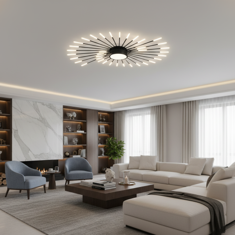 Lustra LED KALESA Grande Supremo, Ø130cm, Lumina Neutra 4000K, 42W, Alb, Metal si Acril [1]