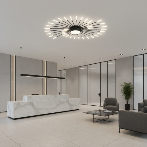 Lustra LED KALESA Grande Supremo, Ø130cm, Lumina Neutra 4000K, 42W, Alb, Metal si Acril [2]