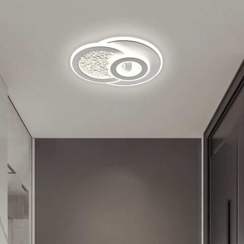 Lustre LED Moderne - Lustra LED KOMPACTO 47W, 3 Cercuri, lumina Rece/Calda/Neutra, Alb