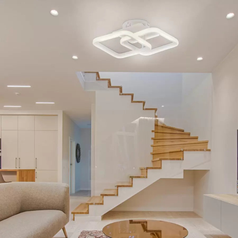 Lampi, Aplice si Corpuri de iluminat Smart - Lustra LED LILIA 20W, 2 Patrate, lumina Rece/Calda/Neutra, Alb