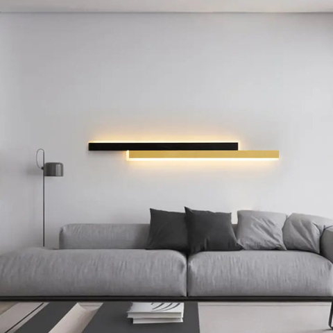Lustre LED Moderne - Lustra LED LINIUS 29W, 2 Elemente, Liniara, Lumina Calda/Neutra/Rece, Auriu Negru