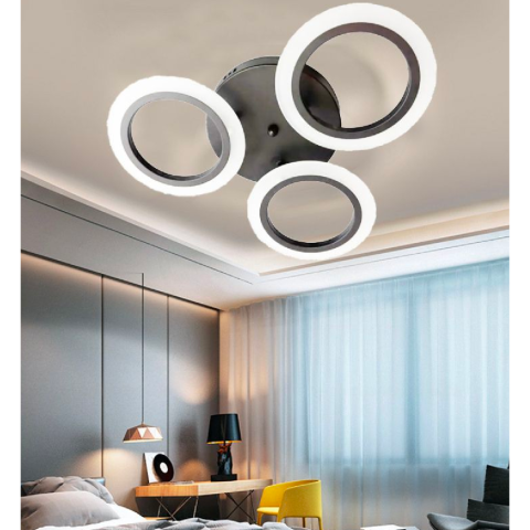 Lustre LED Moderne - Lustra LED MARA 41W, 3 Cercuri, lumina Rece/Calda/Neutra, Negru