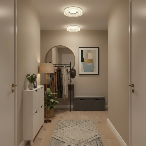 Lustre LED Moderne - Lustra LED MARU Petito, 29W, Diametru 20cm, Lumina Calda/Neutra/Rece, Alb, Metal si Cristal