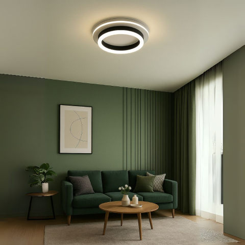 Lustre LED Moderne - Lustra LED MODERNA 25W, Diametru 20cm, Rotunda, lumina Rece/Calda/Neutra, Negru