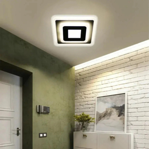 Lustre LED Moderne - Lustra LED MORNIKA 14W, Diametru 25cm, Patrata, lumina Neutra, Alb