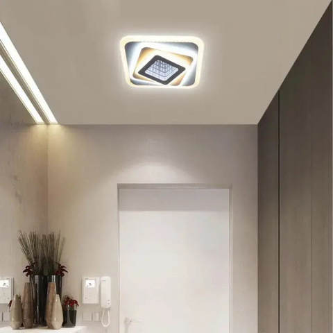 Iluminat Smart Home - Lustra LED NEXA 3D 46W, Patrata, lumina Rece/Calda/Neutra , Alb