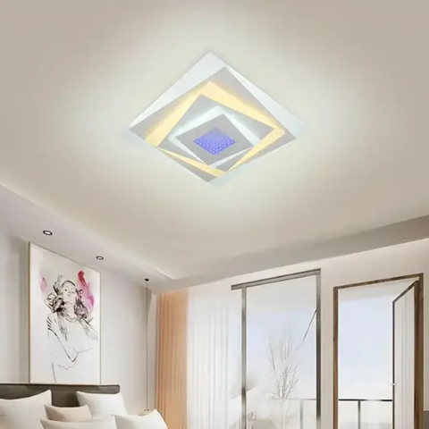 Lustre LED Moderne - Lustra LED NIVARA RGB 3D 39.6W, lumina Rece/Calda/Neutra, Alb