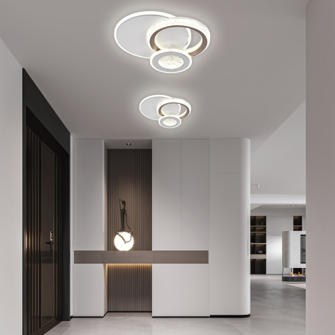 Iluminat Smart Home - Lustra LED NYXORA 44W, 3 Cercuri, lumina Rece/Calda/Neutra, Alb
