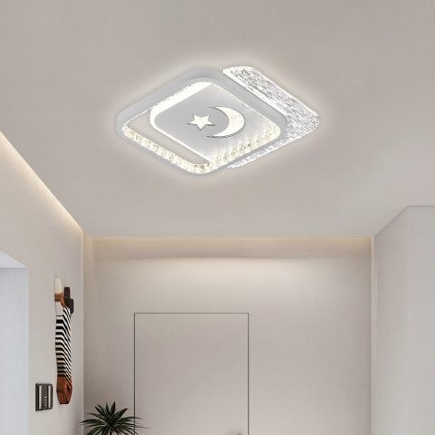 Iluminat Smart Home - Lustra LED PERU 38W, 2 Patrate, lumina Rece/Calda/Neutra, Alb