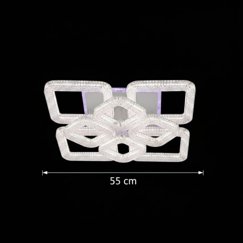Lustra LED RENATO cu telecomanda si cristal, 128W, 8 Patrate, Lumina Rece/Calda/Neutra, Dimabila, Alb [3]