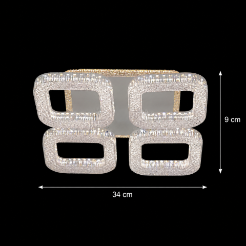 Lustra LED RENATO Nobile cu telecomanda si cristal, 54W, 4 Patrate, Lumina Rece/Calda/Neutra, Dimabila, Alb [3]