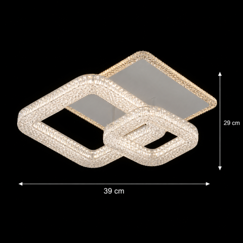 Lustra LED RENATO Petito cu telecomanda si cristal, 13W, 2 Patrate, Lumina Rece/Calda/Neutra, Dimabila, Alb [3]