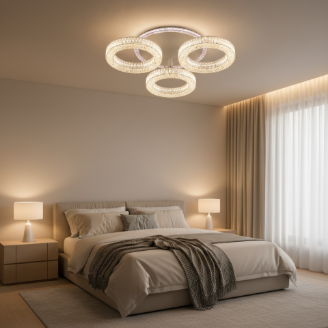 Lustra LED RONDA Nobile cu telecomanda 46W, 3 Cercuri, lumina Rece/Calda/Neutra, Dimabila, Alb [1]