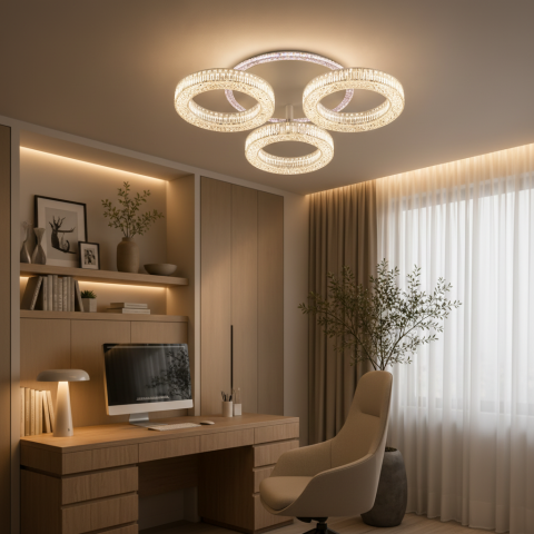 Lustra LED RONDA Nobile cu telecomanda 46W, 3 Cercuri, lumina Rece/Calda/Neutra, Dimabila, Alb [2]