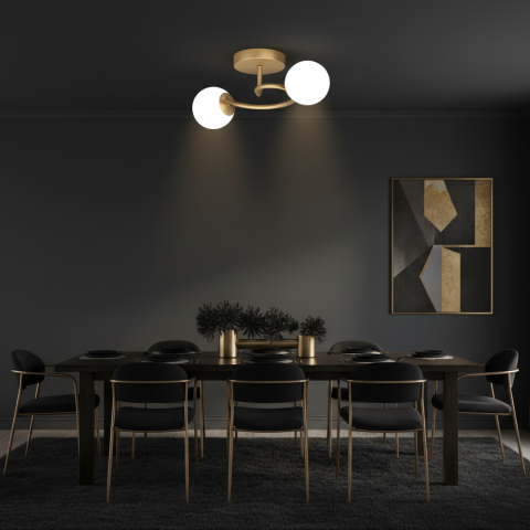 Lustra LED si cristal ORBIT, 55cm, 2xE27, Globuri, Auriu [2]