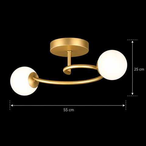 Lustra LED si cristal ORBIT, 55cm, 2xE27, Globuri, Auriu [3]
