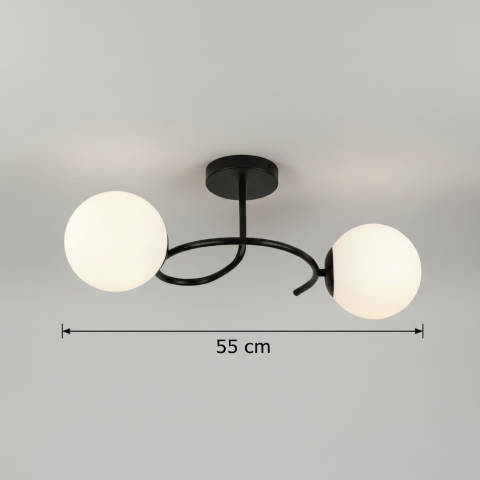Lustra LED si cristal ORBIT, 55cm, 2xE27, Globuri, Negru [3]