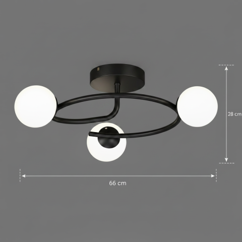 Lustra LED si cristal ORBIT, 66cm, 3xE27, Globuri, Negru [3]