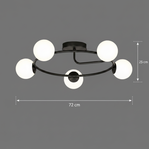 Lustra LED si cristal ORBIT, 72cm, 5xE27, Globuri, Negru [3]