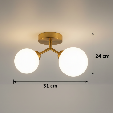 Lustra LED si cristal ORBS, 31cm, 2xG9, Globuri, Auriu [3]
