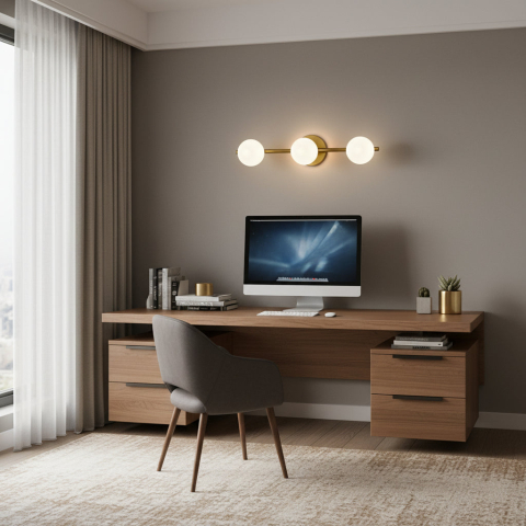 Iluminat Smart Home - Lustra LED si cristal ORI, 46cm, 3xG9, Globuri, Auriu