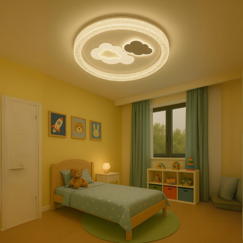 Iluminat Smart Home - Lustra LED SKYForma Starry, 61W, lumina Rece/Calda/Neutra, Negru