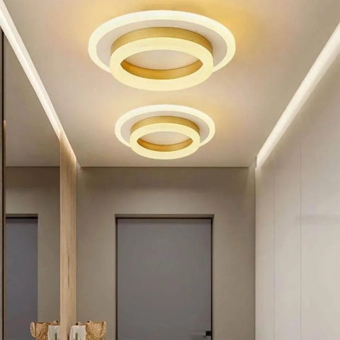 Lustre LED Moderne - Lustra LED SOLENA ROTONDA 21W, Diametru 20cm, lumina Rece/Calda/Neutra, Alb Auriu