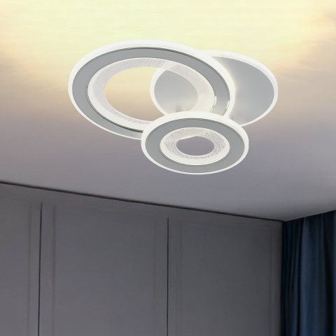 Lustra LED SQUARE 53W, 3 Cercuri, lumina Rece/Calda/Neutra, Alb [2]