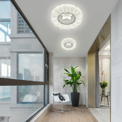 Lustra LED STARR Petito, 21W, Diametru 19cm, Lumina Calda/Neutra/Rece, Alb, Metal si Cristal [2]