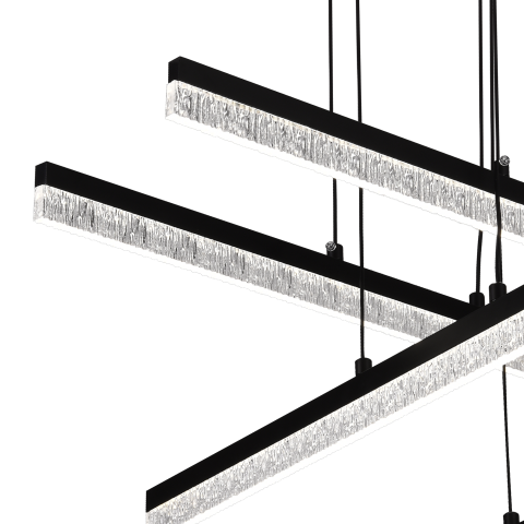 Lustra LED Suspendata Acril LT181/4BK, 54W, Lumina 3000/4000/6000K, Negru, Inaltime Reglabila [1]