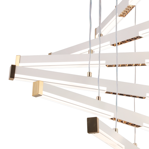 Lustra LED Suspendata Acril LT183/5WH, 69W, Lumina 3000/4000/6000K, Alb, Inaltime Reglabila [1]